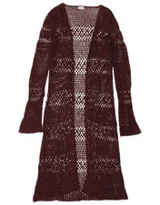 OASIS Womens See Through Longline Cardigan Sweater UK 12 Medium  Burgundy NH01