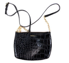MODALU Leather Black Snakeskin Effect Black Cross Body Bag 22x18x3cm