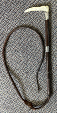 Vintage Swaine Gents Hunting Whip with Antler Handle & Sterling Silver Collar
