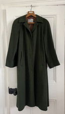 Aquascutum Vintage Dark Green Wool & Camel Hair Trench / Long Coat - UK 14