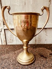 🏆 Silver Trophy Large Vintage 10.5” Antique History Cup Award Trophies Prop
