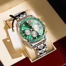 Mens Chronograph Quartz Watches 3 ATM Waterproof Luminous Date Wristwatches Gift