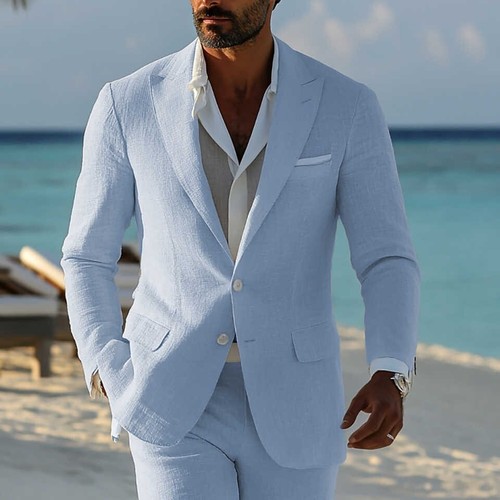 Linen men suits single - men's,