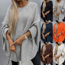 Plus Size Ladies Pullover Long Batwing Sleeve Top Loose Sweater Jumper Oversized