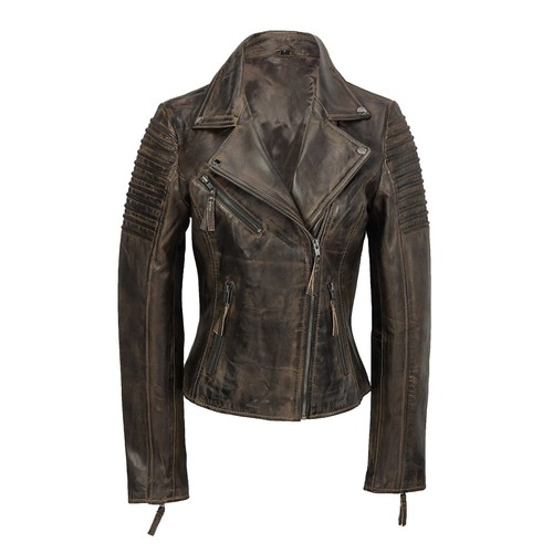 Women real leather jacket - leather,