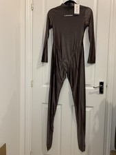 Leohex Brown XL Back Zip Bodysuit Catsuit Jumpsuit Smooth Lycra Spandex Swim