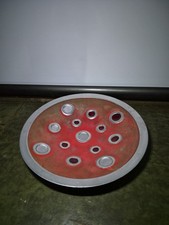 Large Metal Bowl Art Plate Red