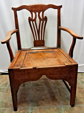 Antique  Welsh Oak Commode Chair George 111 Circa 1770 aprox 250 years old