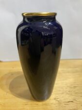 ROSENTHAL  MADE IN GERMANY DARK BLUE VASE WITH GOLD BAND TO TOP & BOTTOM