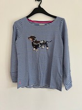 X JOULES Harbour Luxe Top Womens Size 10 & 24 Cream Sequin Sausage Dog NEW OE08