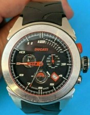 DUCATI Motorcycle CHRONOGRAPH WATCH Blue CW0002 Black BAND Swiss Quartz Serviced