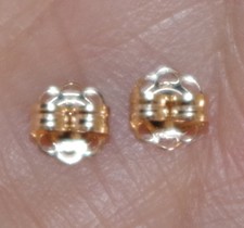 14k SOLID GOLD FANCY EARRINGS BACKS FRICTION  PUSH STUD ONE PAIR  FIT MOST STUDS