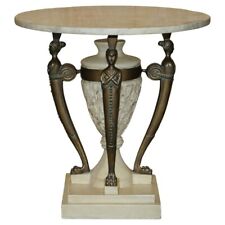 STUNNING VINTAGE EGYPTIAN REVIVAL SIDE END LAMP WINE TABLE WITH SOLID MARBLE TOP
