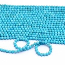 Natural Blue Turquoise 2-3MM Micro Faceted Round Gemstone Beads 12" For Jewelry