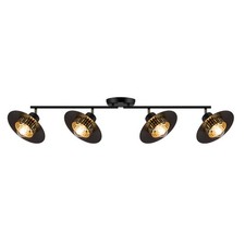 Ceiling Light 4 Lamp LED Tube Matt Metal Black Adjustable Heads Industrial