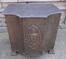 ART NOUVEAU STYLE METAL COAL BOX WITH LINER GOOD CONDITION PLEASE READ