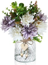 Duscdesp Artificial Flowers in Vase,Artificial White Rose Purple 