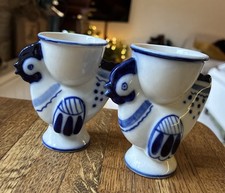 2 Vintage Gzhel Pottery