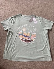 George Asda T-shirt Size 20 In Mint Green Short Sleeve Graphic T-shirt BRAND NEW