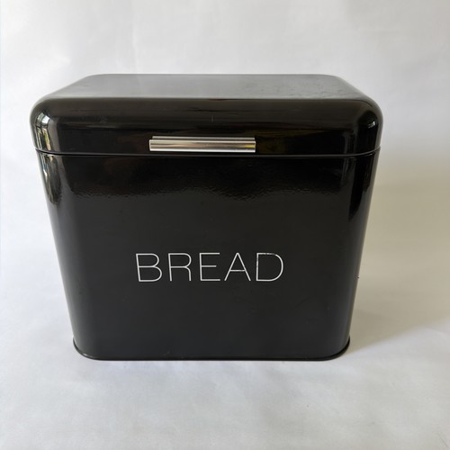 Metal black bread bin - metal, food