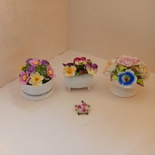 Royal Castle & Aynsley Porcelain Fine Bone China Flower Posy Brooch Bundle X4