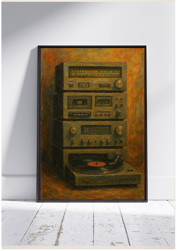 Vintage stereo art print - print, |