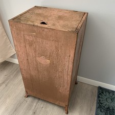 Vintage Tin Laundry Hamper vented. Paint It And Make It Your Own!