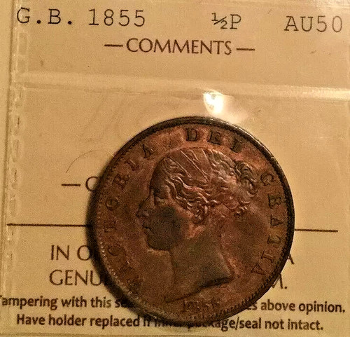 1855 copper halfpenny superb - copper,