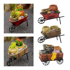 Cart Flower Pot Ornamental Reusable Wheel Barrow for Patio Garden Decorative