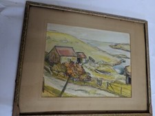 Vintage Original Framed Watercolor  painting signed by C McCallum 1961 landscape