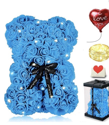 Blue rose teddy - blue, bear