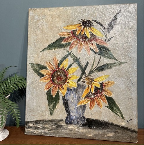 Textured sunflower painting - sunflower,