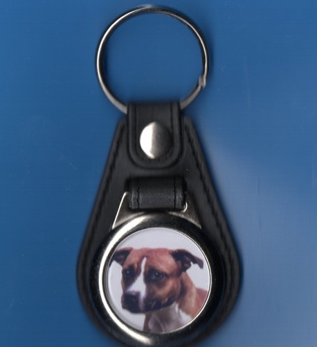 Dog keyring staffordshire bull - keyring,