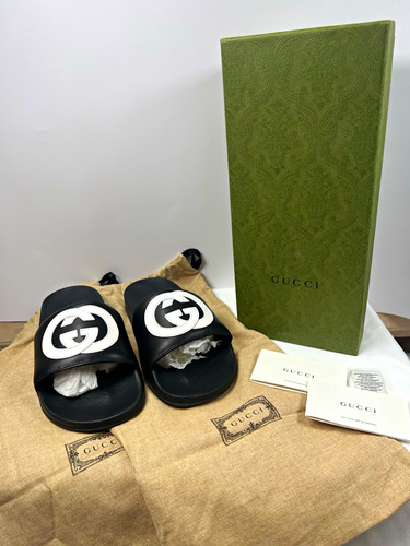 Gucci leatherrubber slide - leatherrubber,
