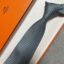 Hermès Blue Brown Tie Silk