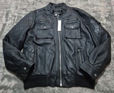 BNWT Red Herring Men's PU Rib Hem Jacket Biker Style Size M RRP £95