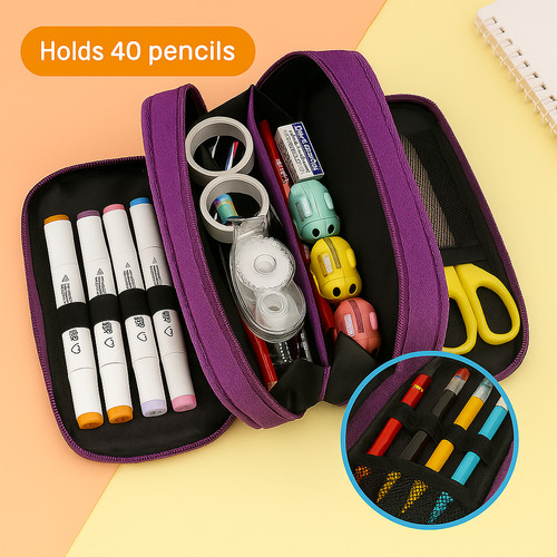 Premium purple pencil case - pencil,