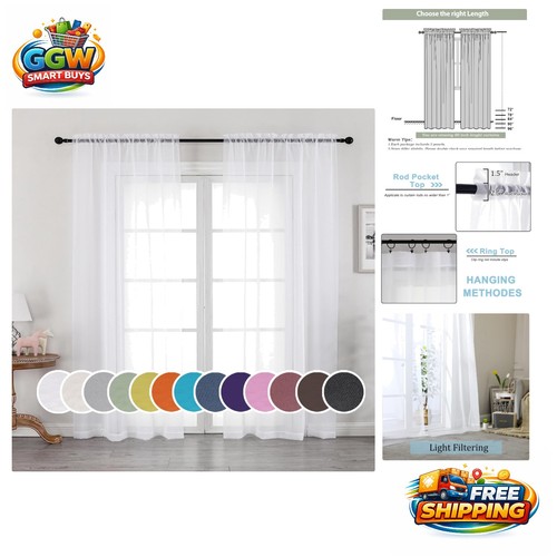 Voile sheer drapes - 42", w