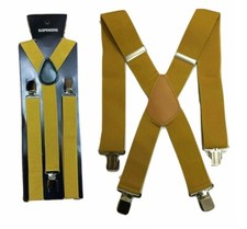 Gold Yellow Men Ladies BRACES ELASTIC WIDE Durable Trouser 25mm 50mm Strong