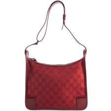 GUCCI GG Canvas Red Shoulder Bag Leather Women’s 001 4206 001013 Pre-owned...