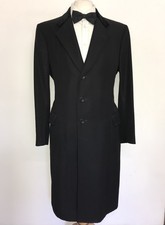 ARMANI Collezioni - Mens Slim Fit Long BLACK WOOL Covert COAT - UK 44-46 Reg