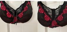 POST SURGERY NON WIRED BRA BLACK  RED FLORAL 32C MASTECTOMY POCKETS  NEW