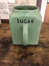 Bristol Kitchen Ware Pountney & Co Sugar Storage Jar No Lid  Green has Crazing