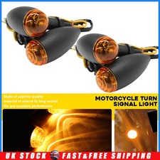 4Pcs Black Bullet Motorcycle Motorbike Turn Signal Lights Indicator Amber Lens