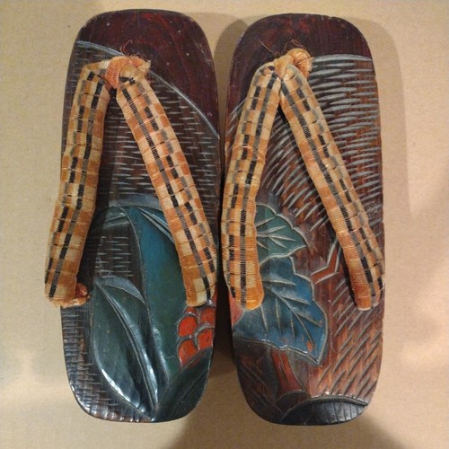 Vintage japanese wood geta - japanese,