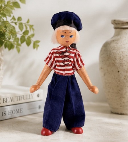 Vintage polish wooden peg doll - wooden,