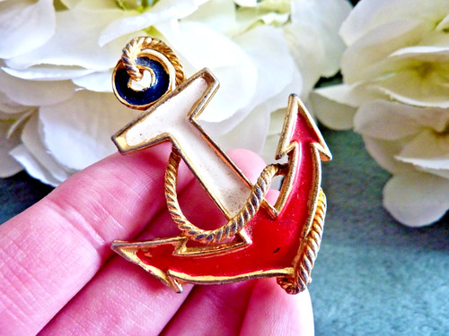 Vintage enamel anchor - vintage,