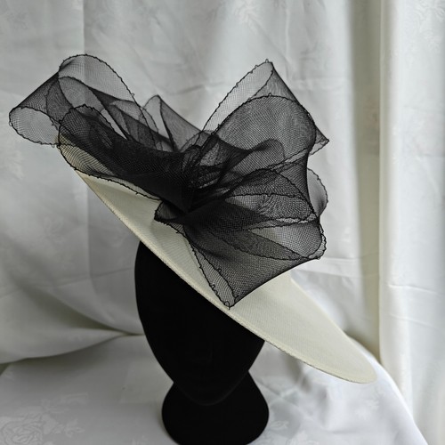 Ivory cream black wide brim - cream,