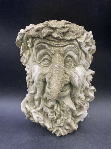 Stone green man face - green, 8"