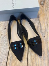 Immaculate CARVELA Black Faux Suede Pointed Ballet Flat SHOES, 37, UK 4